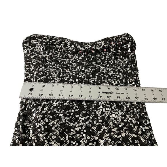 IRIS Women's Medium Black Silver Dress Adjustable Straps Sequin Spaghetti Strap - Picture 6 of 11